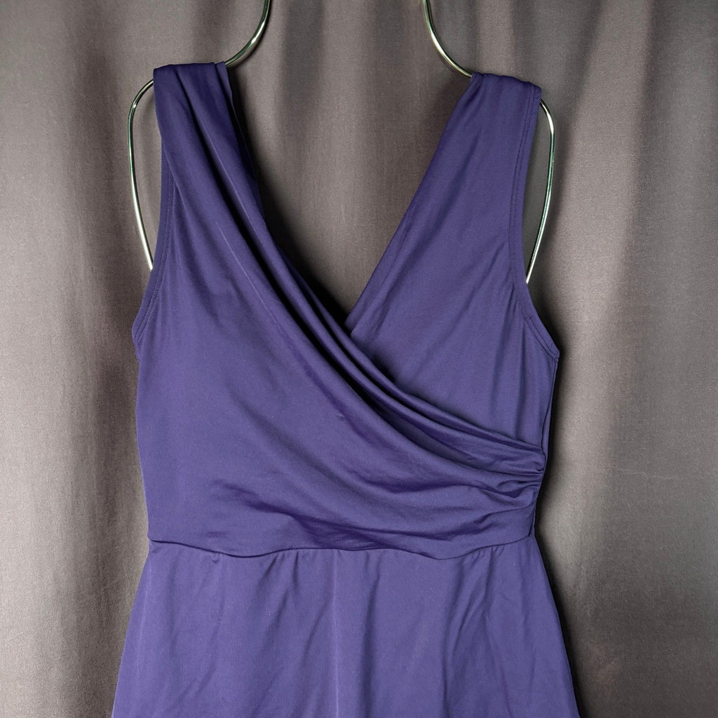 Lands' End Women's 8 Purple Tummy Control Surplice Wrap Swim Dress One Piece