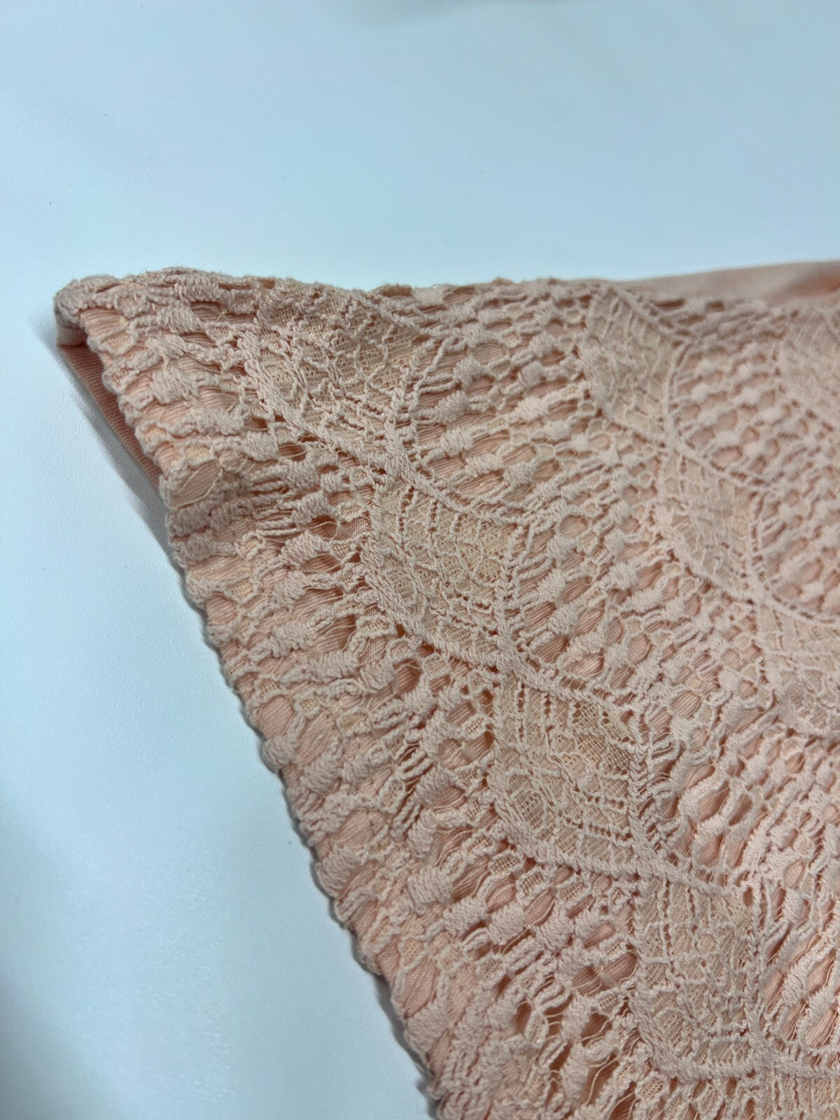 MSRP $48 Verve ami Blouse Women's Plus Sz 1X Lace Overlay Short Sleeve Peach Top