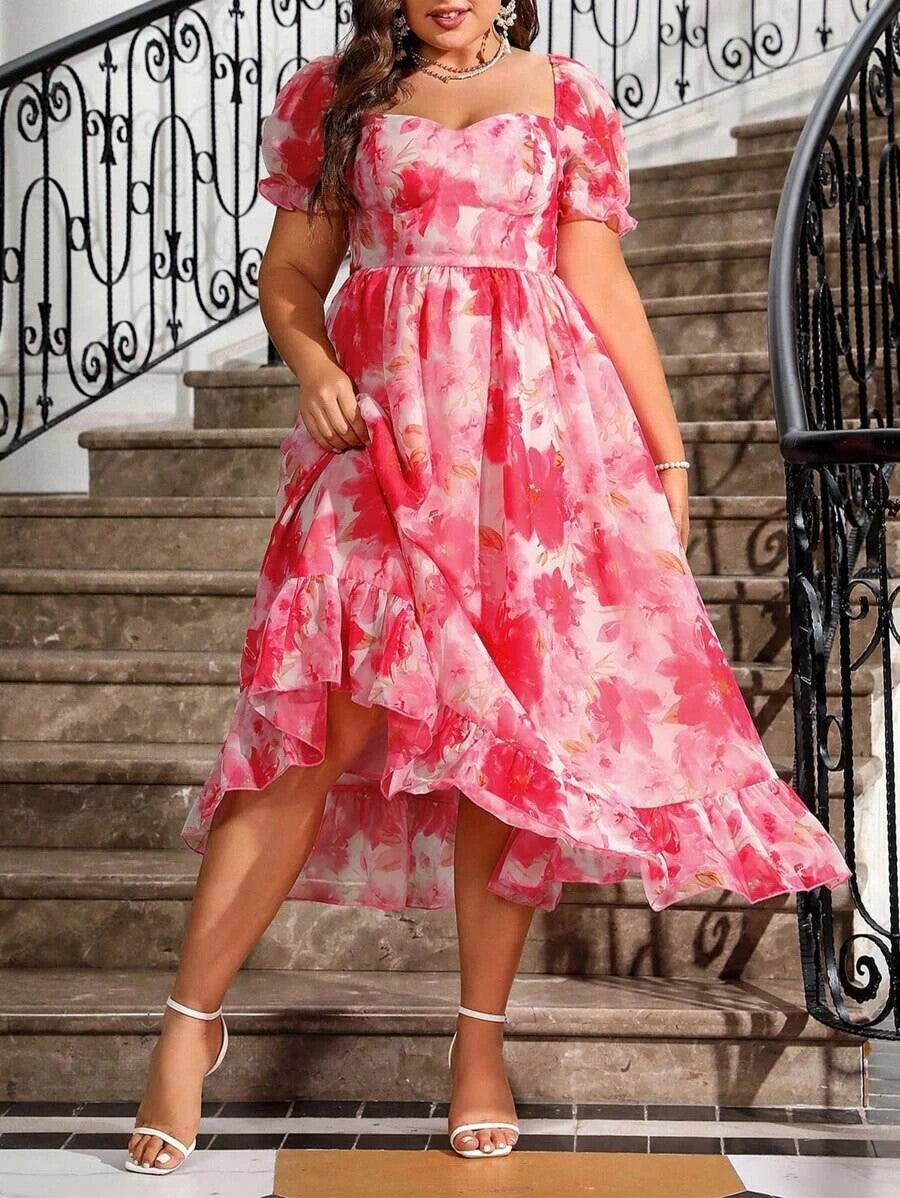 Breezaya Ladies' Sweet Princess Style Plus Size 1XL Pink Dress