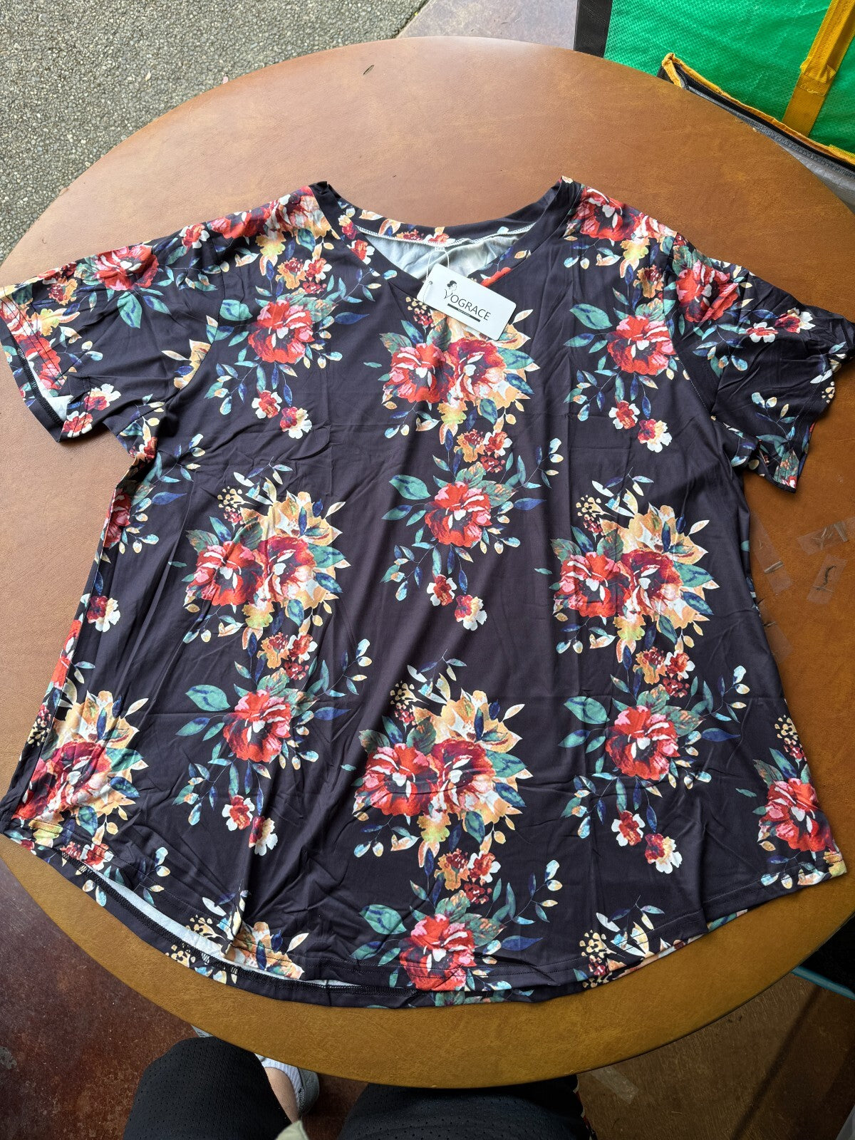 VOGRACE Womens Plus 24W/3XL Top Summer Short Sleeve T-Shirt Casual V Neck Tunics