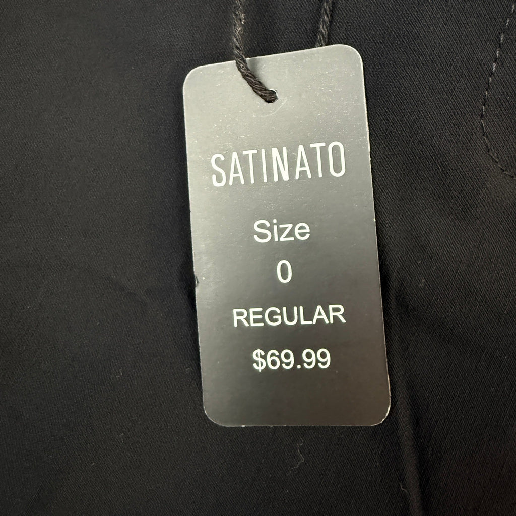 MSRP $70 SATINATO Women's 0 Regular Black Straight Pants Stretch Slim Skinny