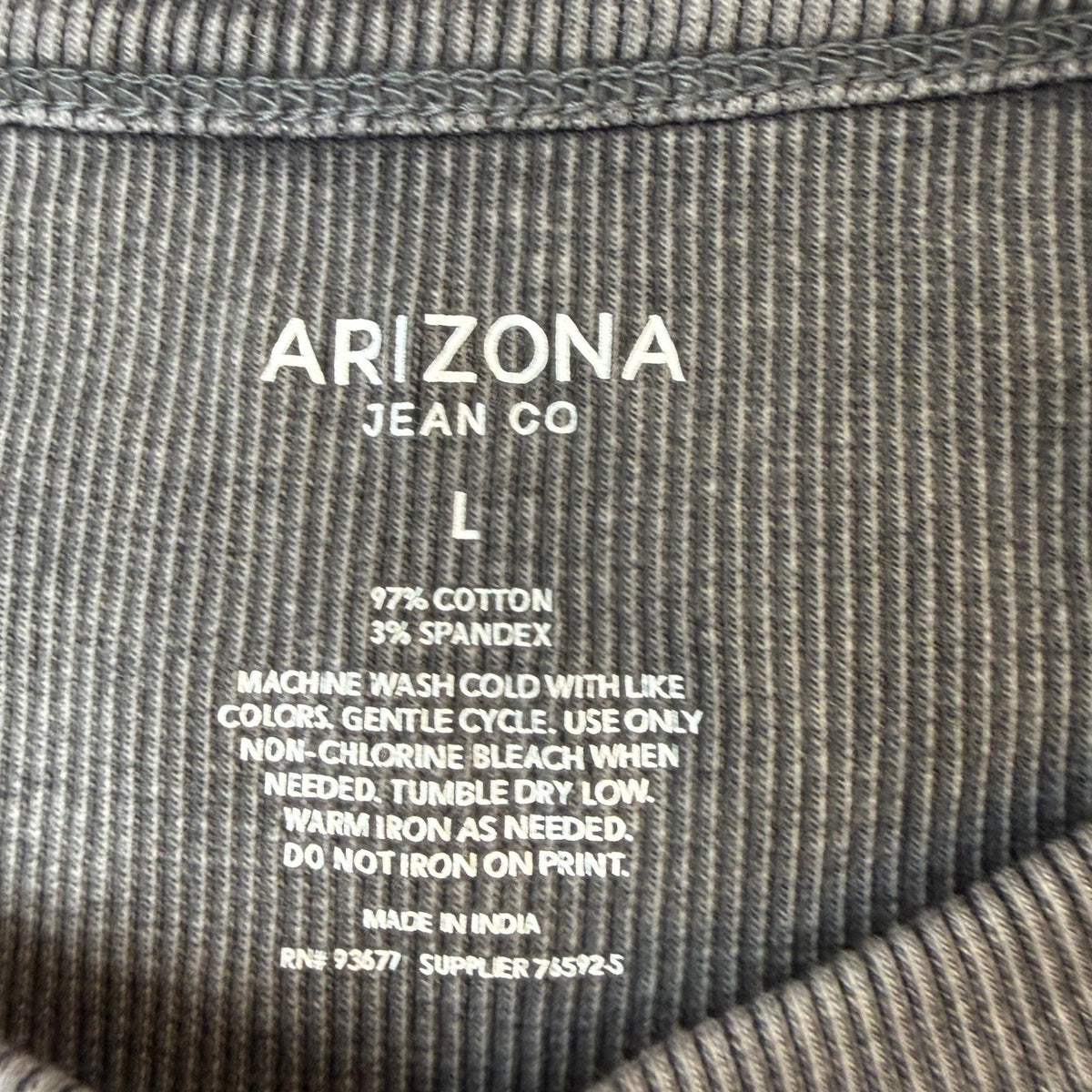 MSRP $28 Arizona Jean Co Young Men L Black Moonless Night Long Sleeve Shirt