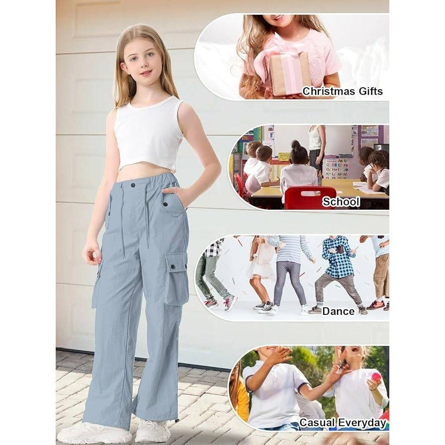 MSRP $39 Cromoncent Women's L High Waist Parachute Pants Y2K Cargo Trousers