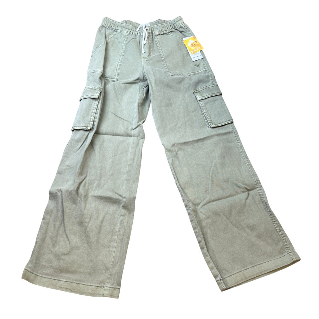 MSRP $46 Roxy Big Kid Girls L 12/14 Oil Green Wide Leg Cargo Pants