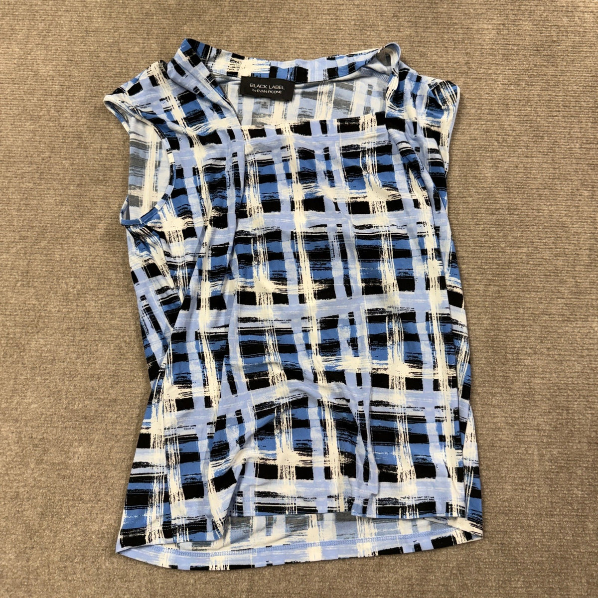 MSRP $44 Black Label by Evan-Picone Womens M Sky Blue Sleeveless Blouse Square