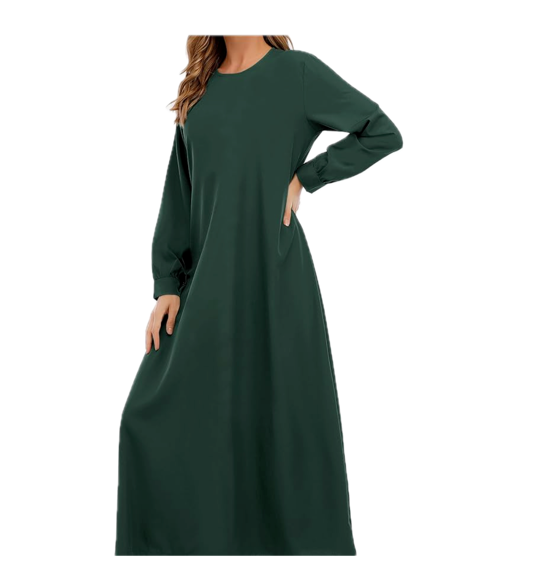 Abetteric Women Solid Color Zipper Abaya Muslim Dress w/ Pockets Islamic Prayer