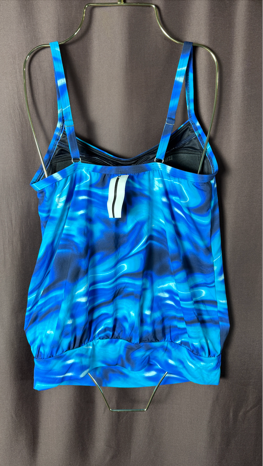 Lands' End Women's 4R-10L Chlorine Resistant Blouson Tankini Swimsuit Top Electr