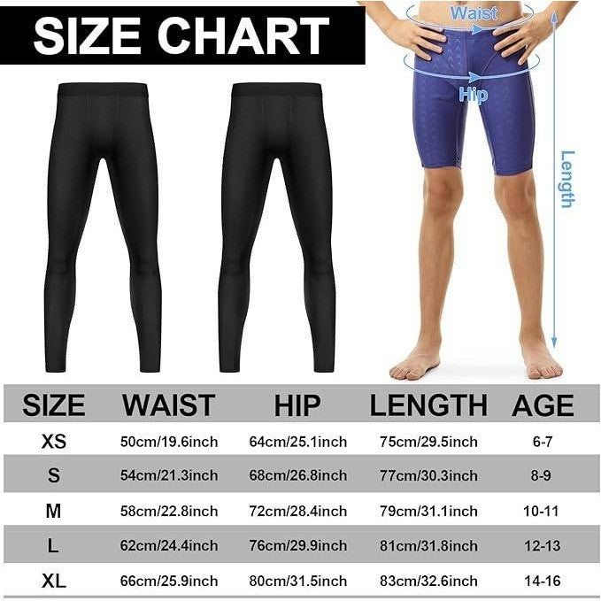 Set of 2 Boys XS White, Black Compression Leggings Youth Athletic Basketball Ru