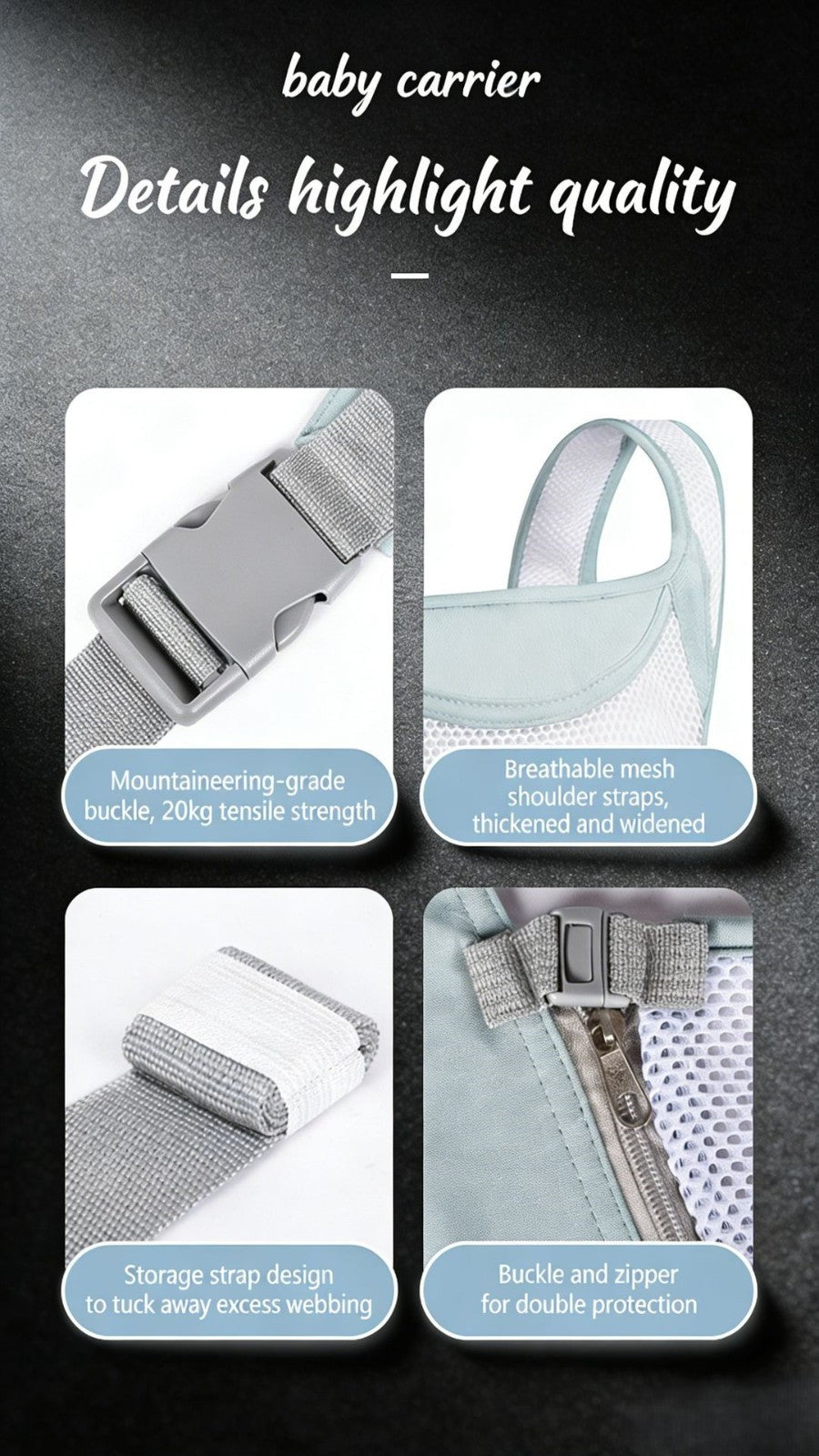 Lightweight Newborn to Toddler Front Holding Baby Ergonomic Carrier Infant Kanga