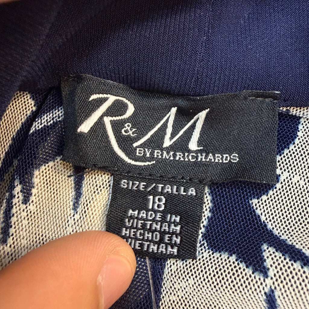 NWT R & M Richards Two Piece Womens 18 Navy Leaf Jacket Dress