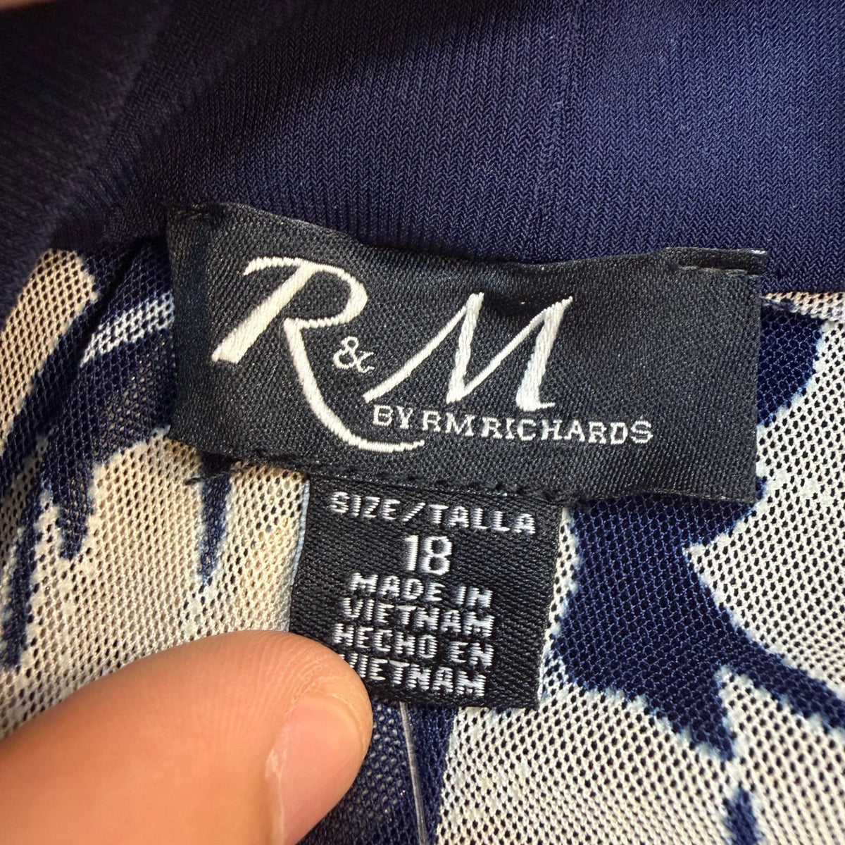 NWT R & M Richards Two Piece Womens 18 Navy Leaf Jacket Dress