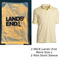 2 Pack Lands' End Mens L Golden Candle Light Short Sleeve Supima Polo Shirt