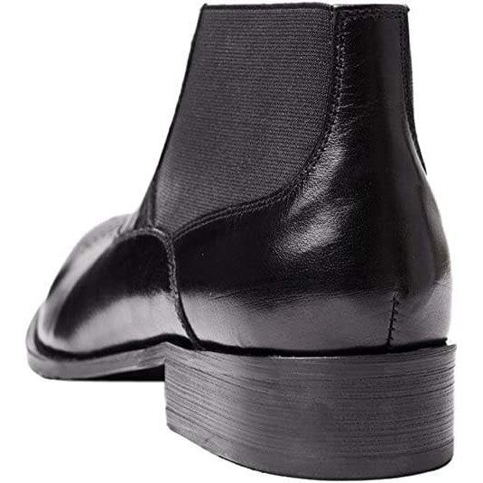 Santimon Men's US 7.5 Black Leather Lace Up Perforated Classic Dress Ankle Boots