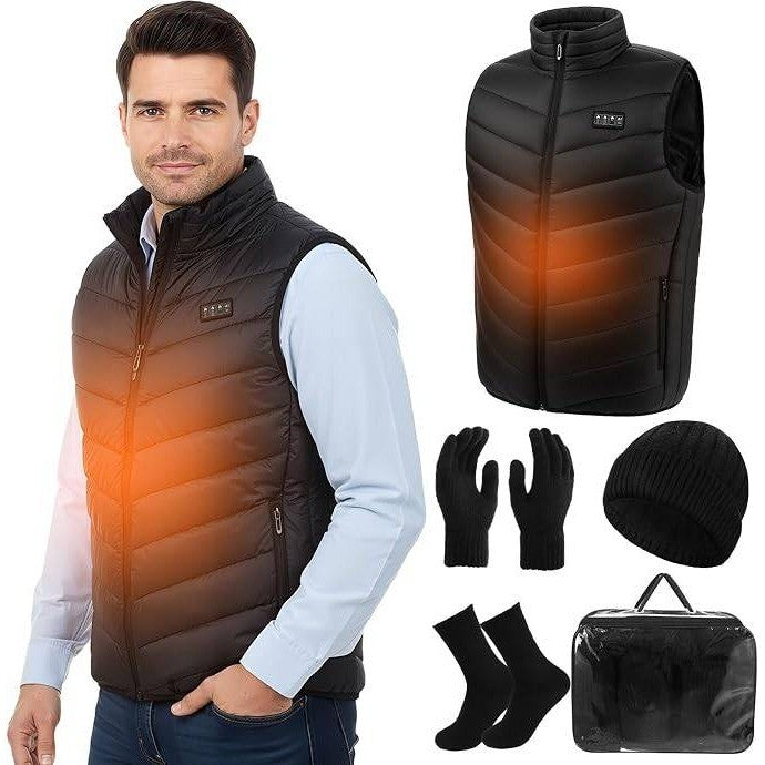 MSRP $46 5 Pcs L Electric Heated Vest with 3 Levels Mens/Womens 2XL, Knit Beanie