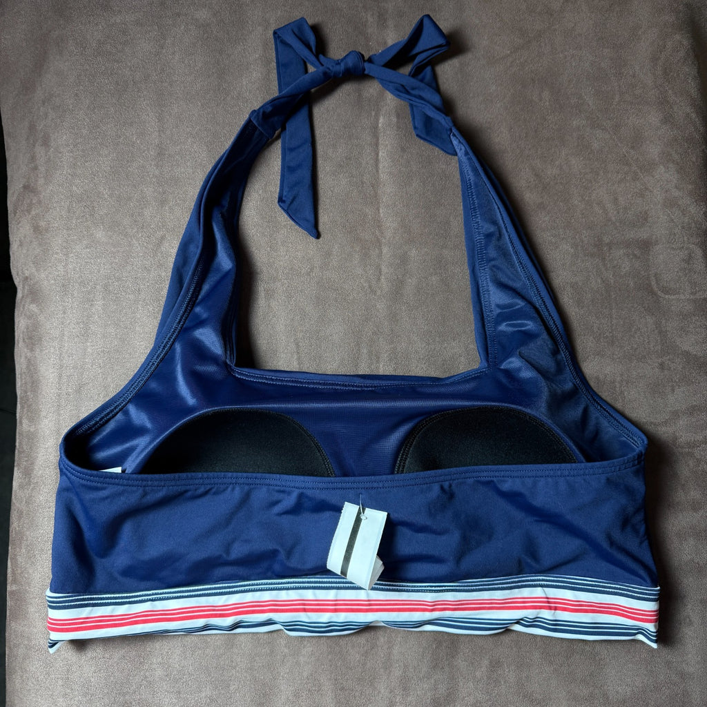 Lands' End Women's L, L LONG Square Neck Halter Bikini Swimsuit Top Chlorine Res