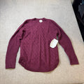 MSRP $44 St. John's Bay Women L Tall Burgundy Cable Knit Sweater Crewneck