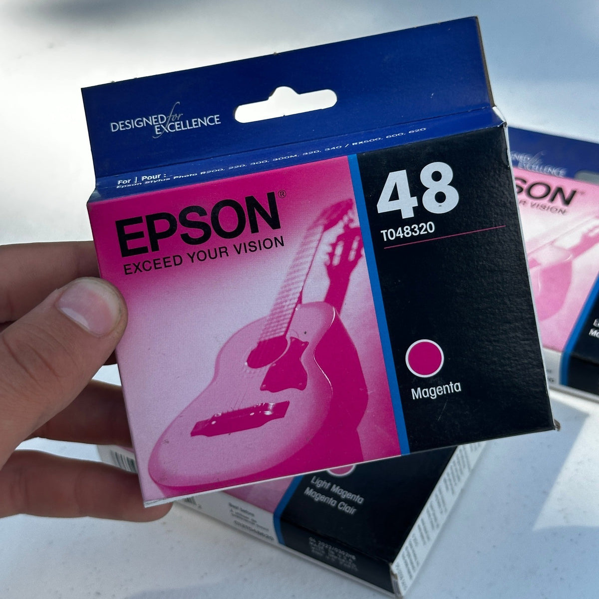 Set of 3 Epson 48 Light Magenta, Magenta Ink Cartridge EXP 01/2022 T048620, T048