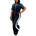 MSRP $57 Xuideoy Women's L Black Color Block Zip Up One Piece Jumpsuit Casual