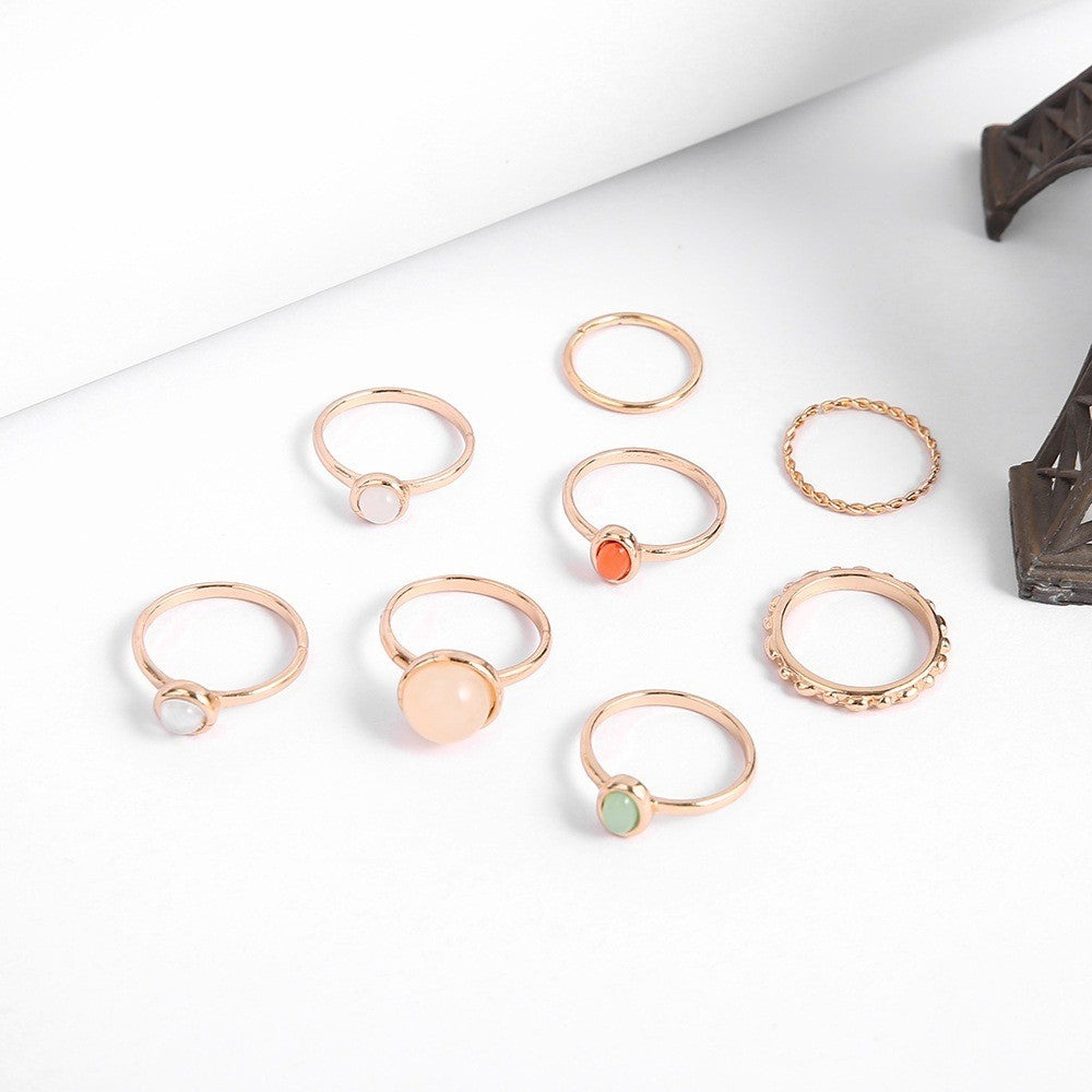 8 pcs Colourful Rings, Crystal Rings, Dainty Ring, Gemstone Rings For Women