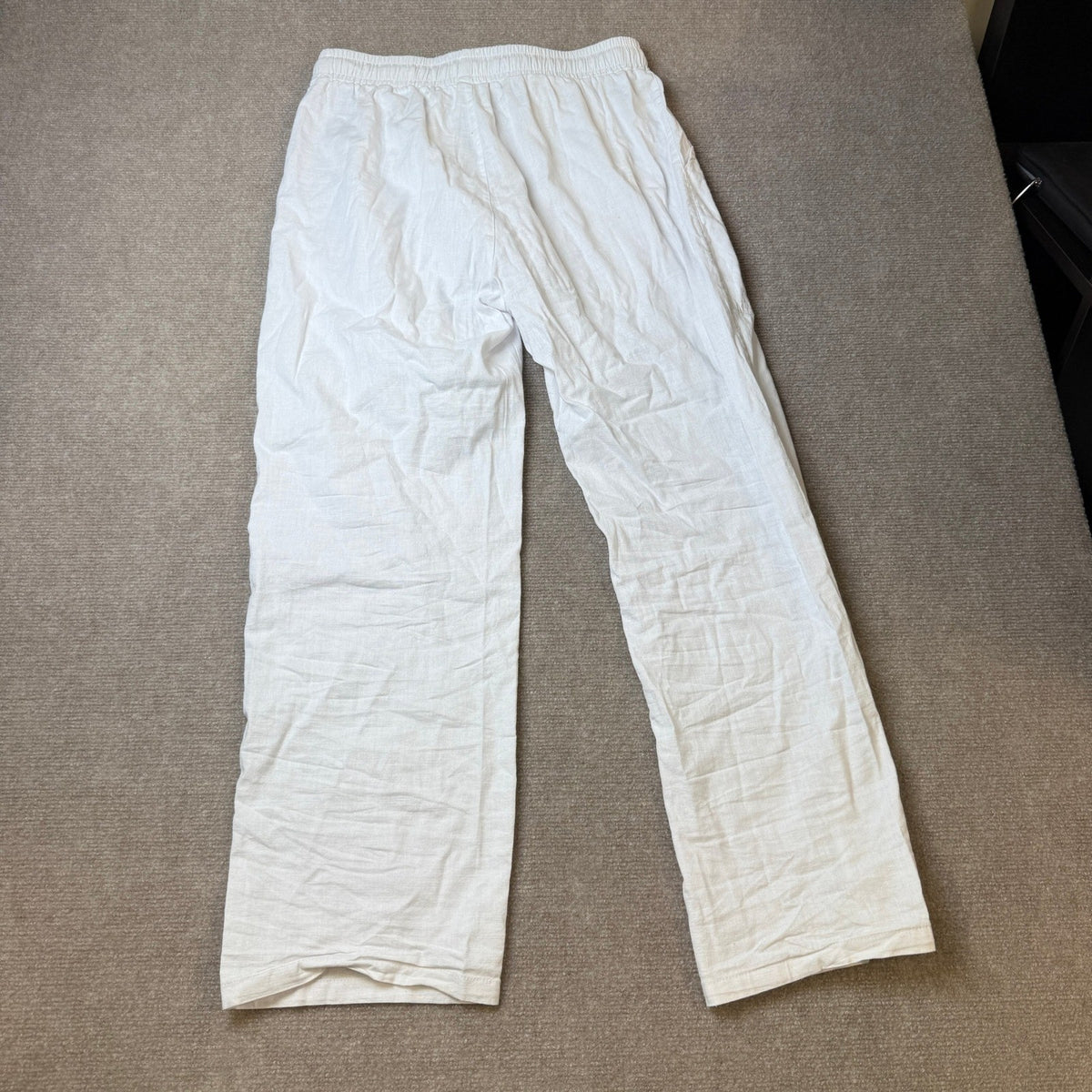 MSRP $22 PIDOGYM Mens M White Cotton Linen Beach Casual Pajama Pants w/ Pockets