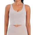MSRP $24 Sunzel Women's XL Beige Built-in Bra V Neck Longline Sports Bra for Yo
