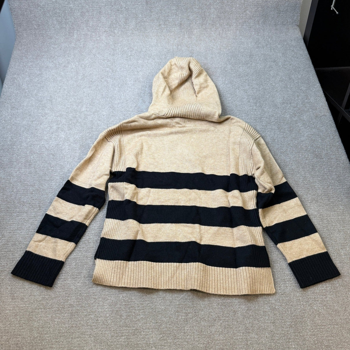 MSRP $54 Liz Claiborne Womens S Caramel Heather Striped Hooded Pullover Sweater