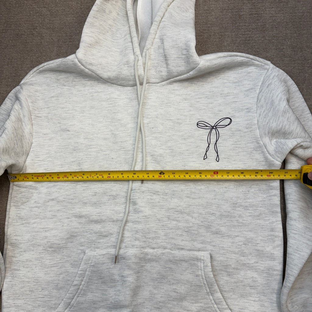 MSRP $43 SweatyRocks Women's M Grey Y2k Bow Graphic Long Sleeve Hoodies Faith
