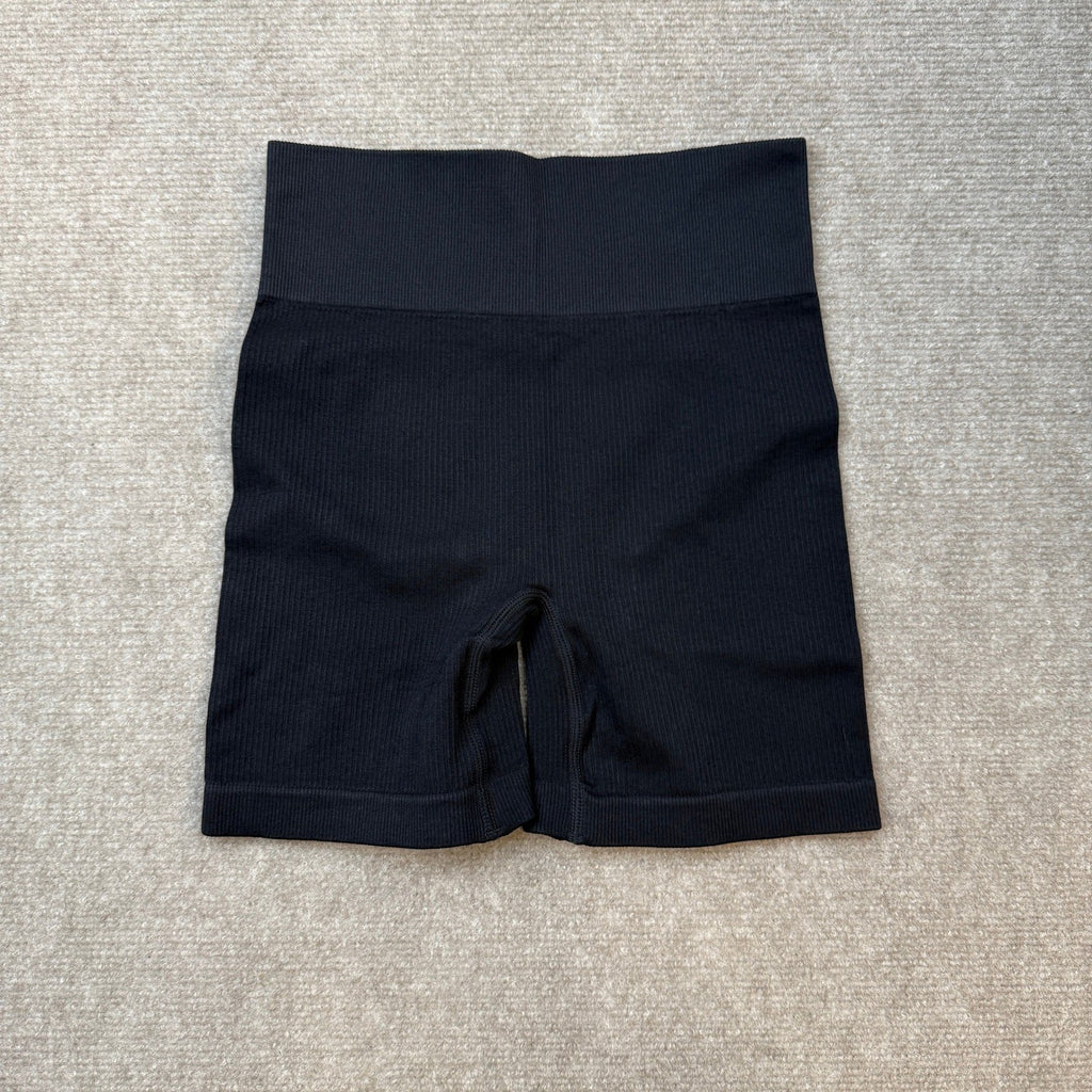 OIERD Women's S Black Ribbed Workout Shorts High Waisted Gym Yoga Pilates Biker