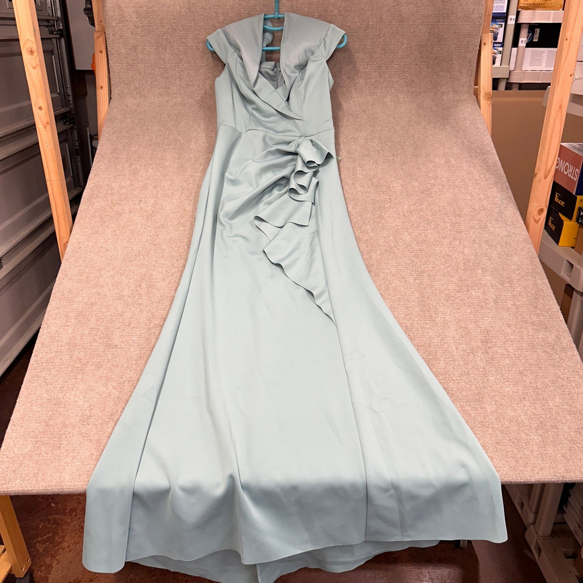 MSRP $130 DJ Jaz Womens 8 Sage Sweetheart Neck Short Sleeve Evening Gown
