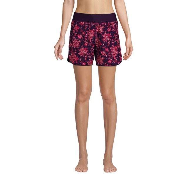 Lands End Women’s 14,14-16 LONG Quick Dry 5" Swim Board Short Floral w/ Liner
