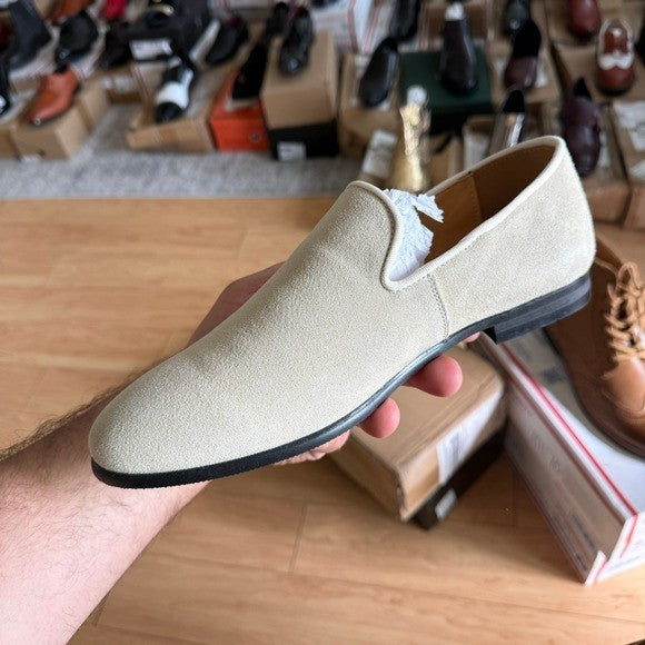 Santimon Mens US 11 Beige Suede Casual Plain Loafers for Formal Occasions Weddin