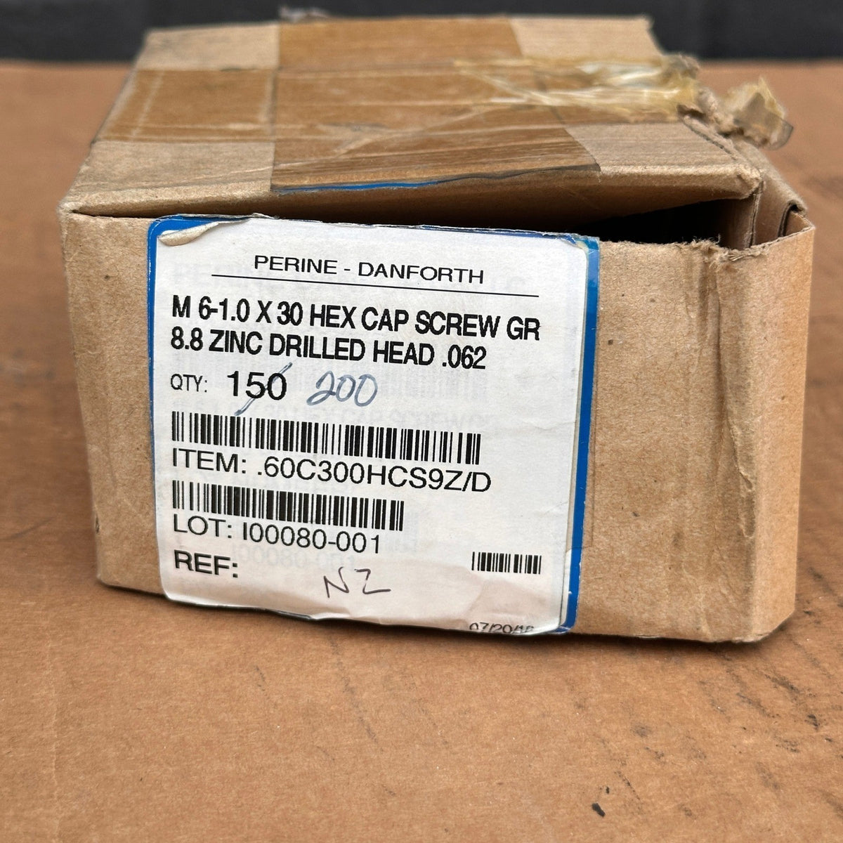 Pack of 200 Perine-Danforth M6-1.0 x 30 Grade 8.8 Drilled Head Hex Cap Bolts Zi