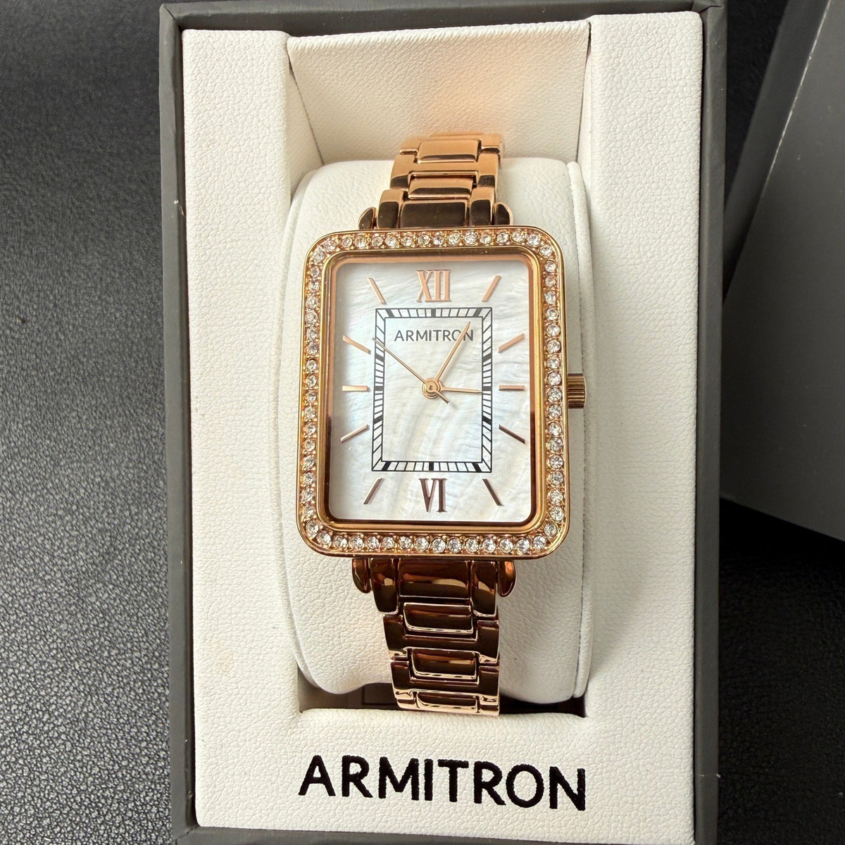 Armitron 75/5841RG Women's Crystal Accented Rose Gold Bracelet Watch New Batter