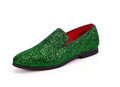 Santimon Men's US 7.5 - 12 Green Glitter Slip-On Loafers Sequin Dress Shoes