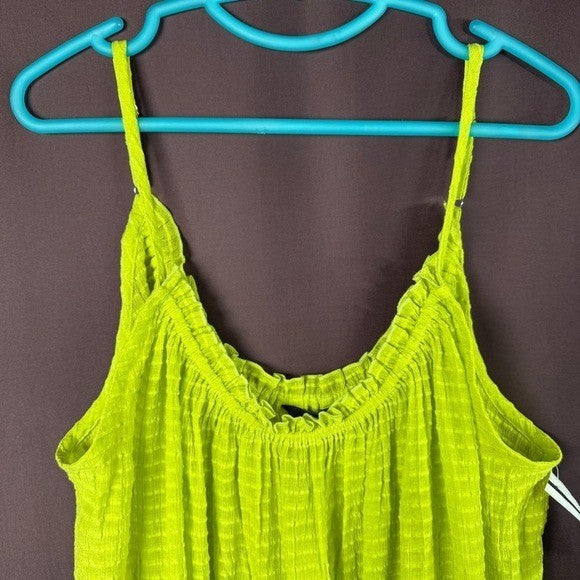 Land's End Women's M Rayon Poly Rib Scoop Neck Swim Cover-up Maxi Dress Bright