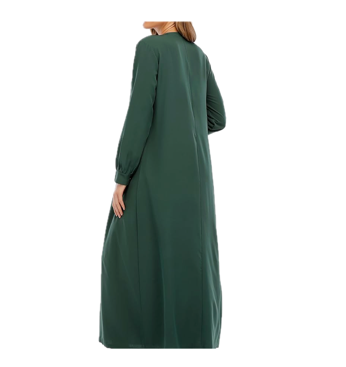 Abetteric Women Solid Color Zipper Abaya Muslim Dress w/ Pockets Islamic Prayer