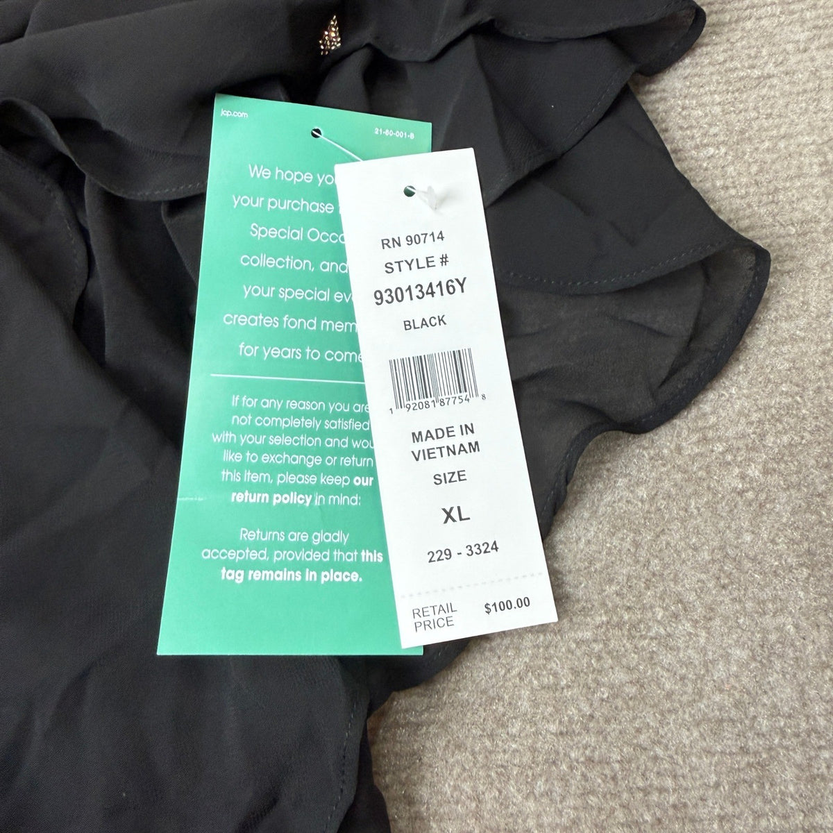 MSRP $100 MSK Womens XL Black Boat Neck Cape Embellished Evening Gown Elbow