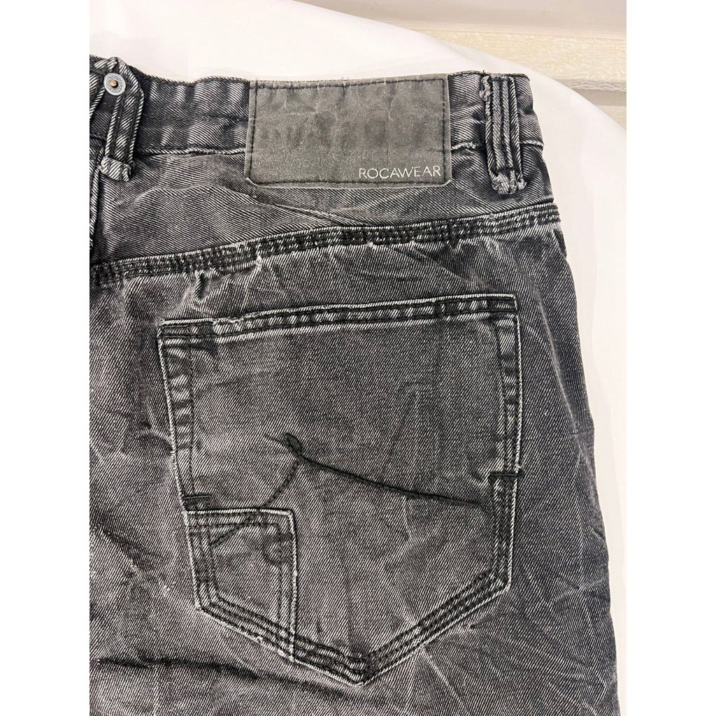Rocawear Denim Jeans Men's W36 Black Gray Classic Fit Adult Stonewash