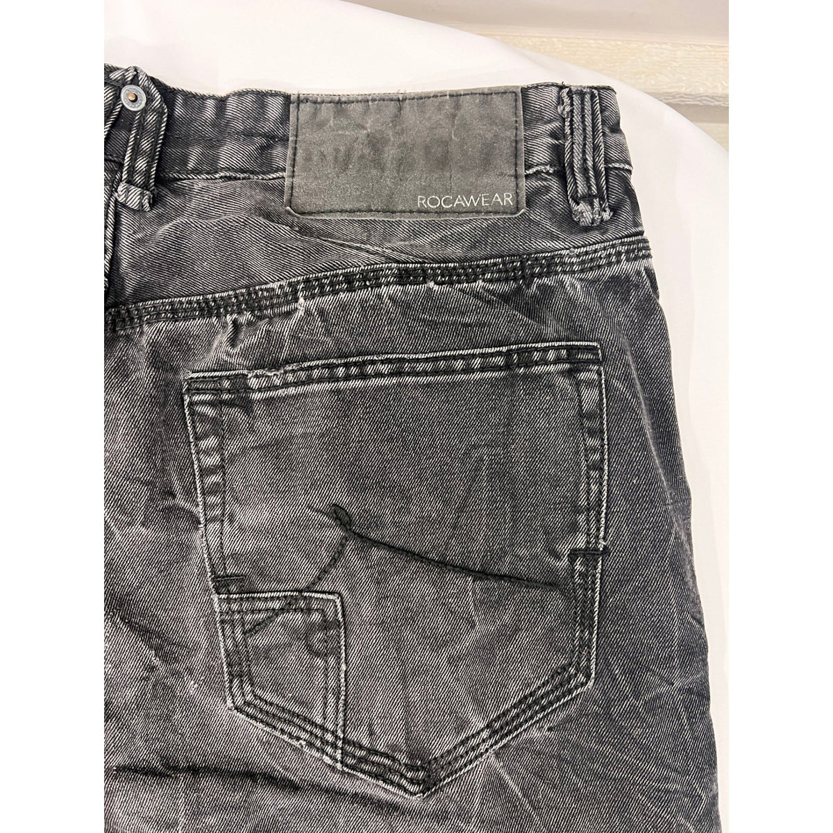 Rocawear Denim Jeans Men's W36 Black Gray Classic Fit Adult Stonewash