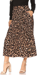 Small Leopard Skirts for Women with Pockets, Reg & Plus Size Pleated Boho Skirts