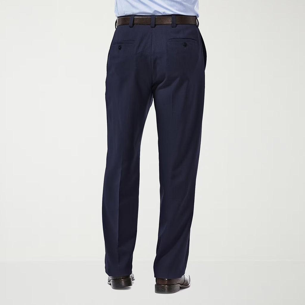 MSRP $70 Haggar HD00218 E-CLO Stria Men's 42x32 Blue Classic Fit Dress Pants