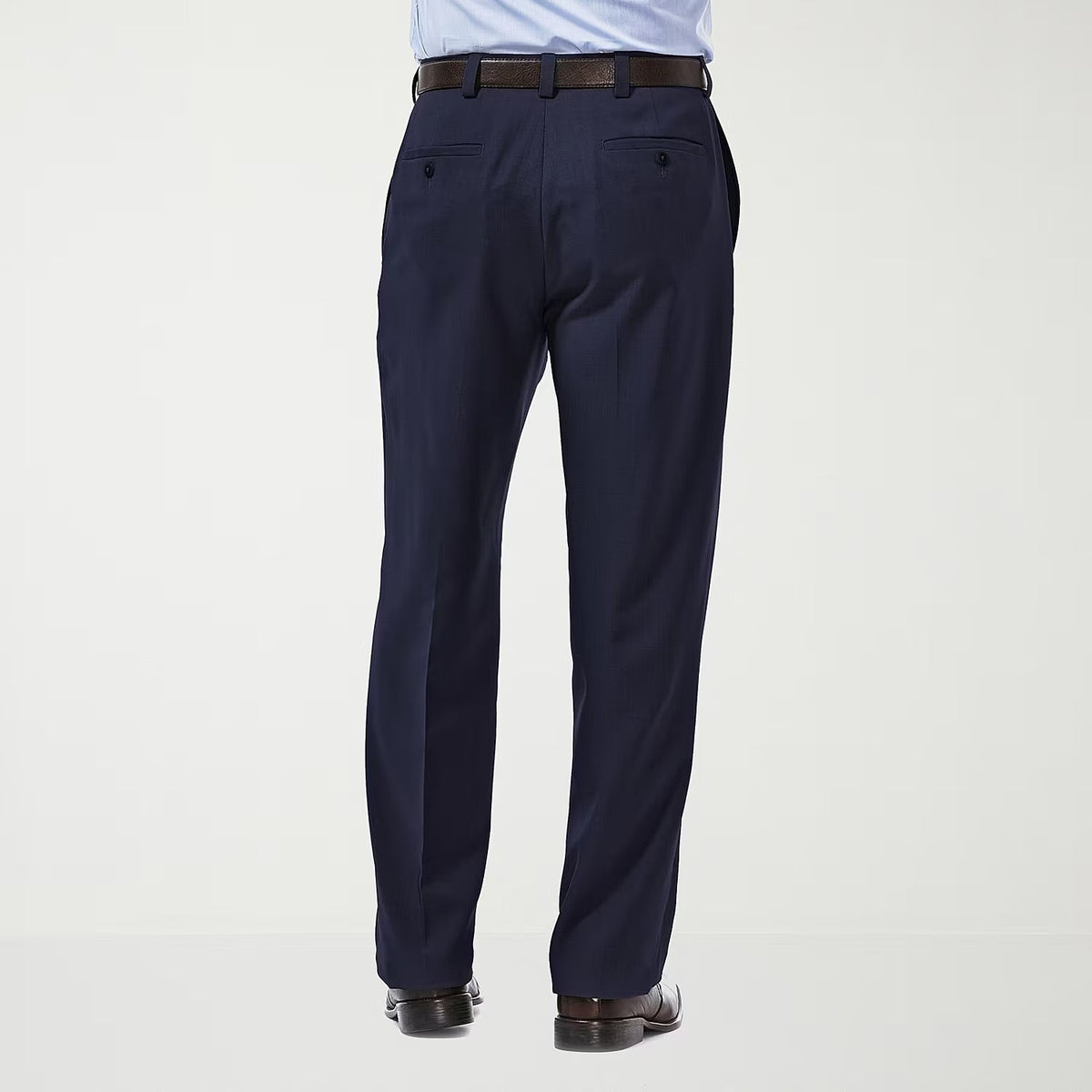 MSRP $70 Haggar HD00218 E-CLO Stria Men's 42x32 Blue Classic Fit Dress Pants