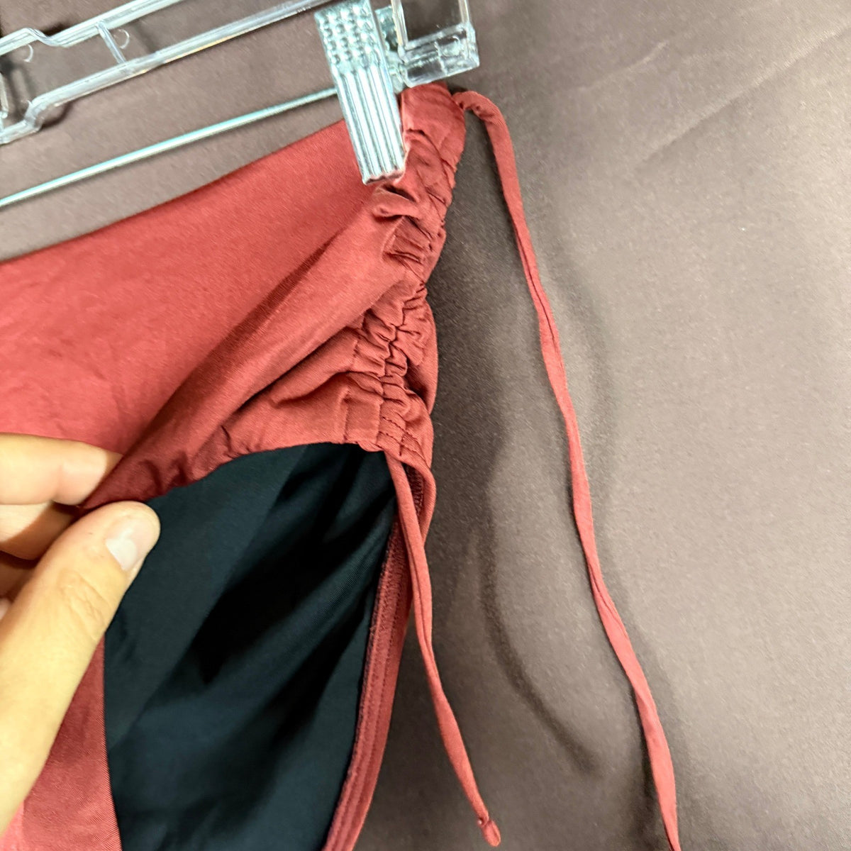 Lands' End Women's 8 Solid Ruched Swim Bikini Bottom