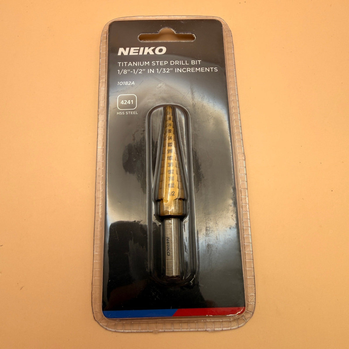 NEIKO 10182A Titanium Step Drill Bit, 13 Sizes 1/8"–1/2" High-Speed Alloy-Steel