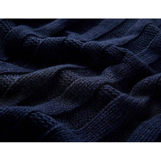 MSRP $47 Goranbon Women's L Navy Blue Cable Knit Cardigan Long Sleeve Open Fron