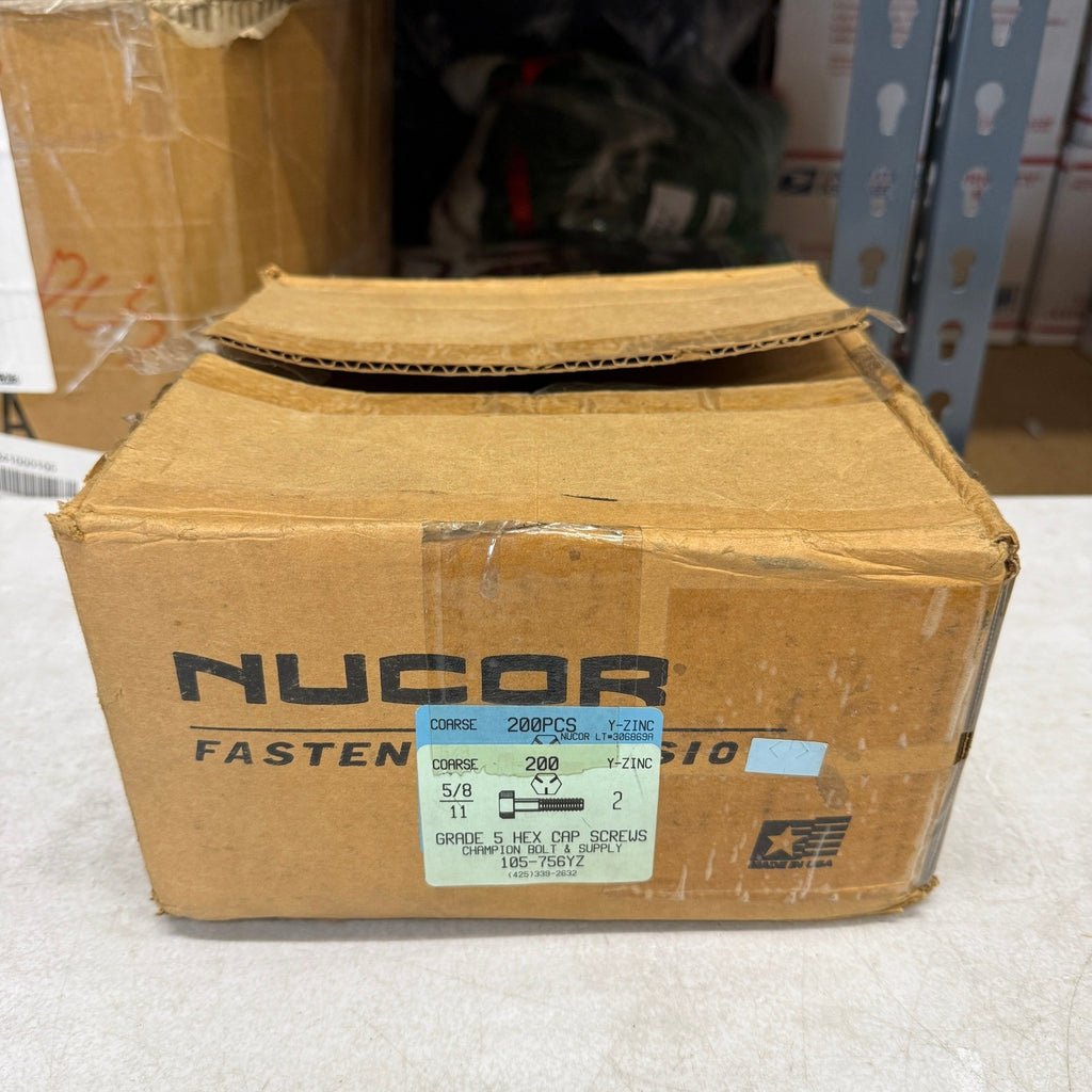 Pack of 200 Nucor 5/8-11 x 2 Grade 5 Hex Cap Screw Bolts Yellow Zinc Plated