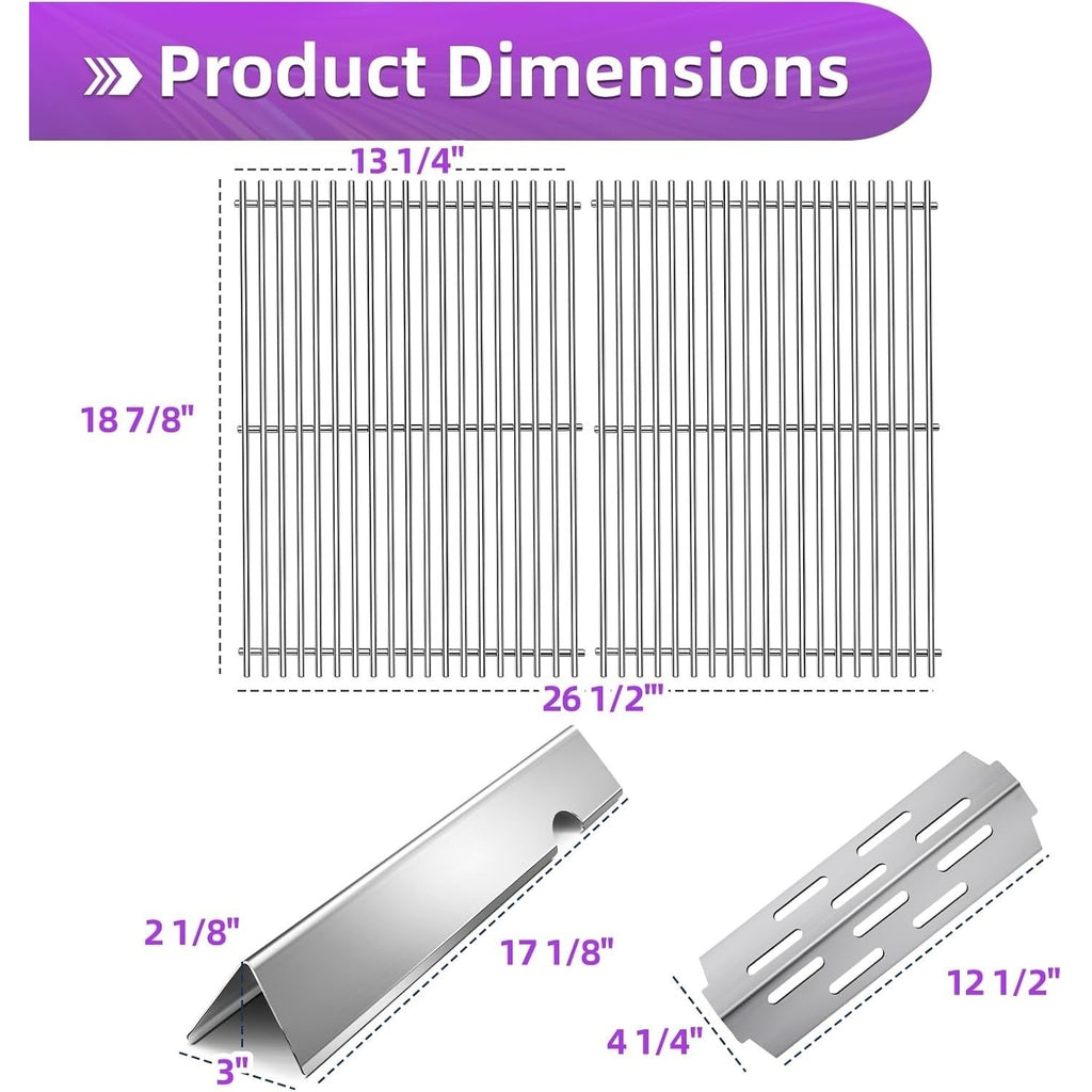 Dictirdy 2 Grill Grates 66095 + 5 Flavorizer Bars 66032 & 3 Heat Deflectors 667