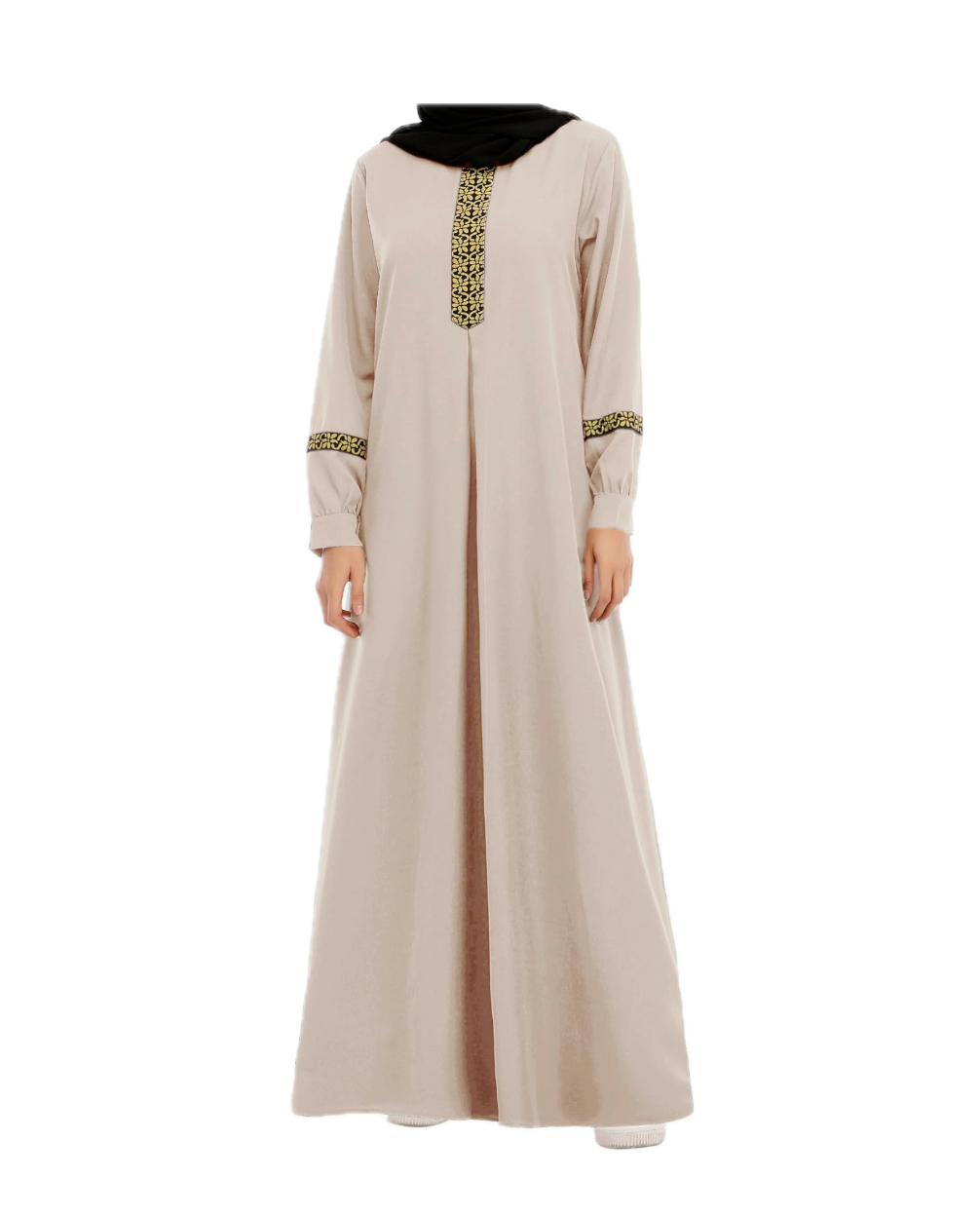 Abetteric Women's Muslim Abaya Dress w/ Hijab Zipper Islamic Robe Pockets Maxi