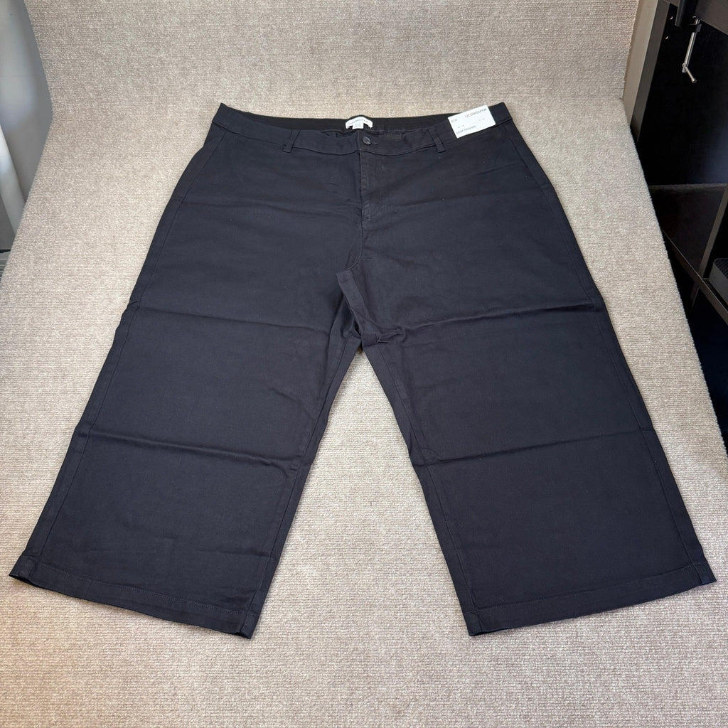 MSRP $58 Liz Claiborne Women's 22W Black Wide Leg Mid Rise Cropped Pants