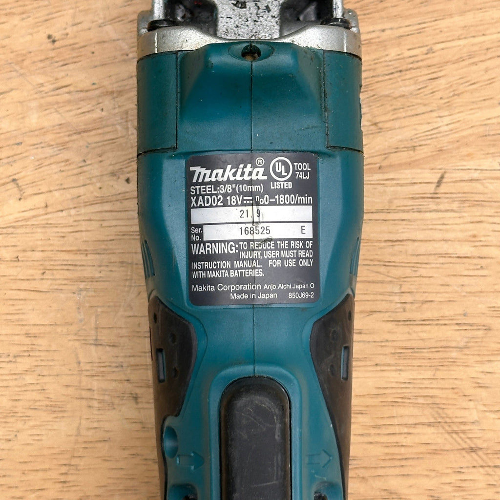 Makita XAD02 18V Lithium‑Ion Cordless 3/8" Angle Drill Tool Only
